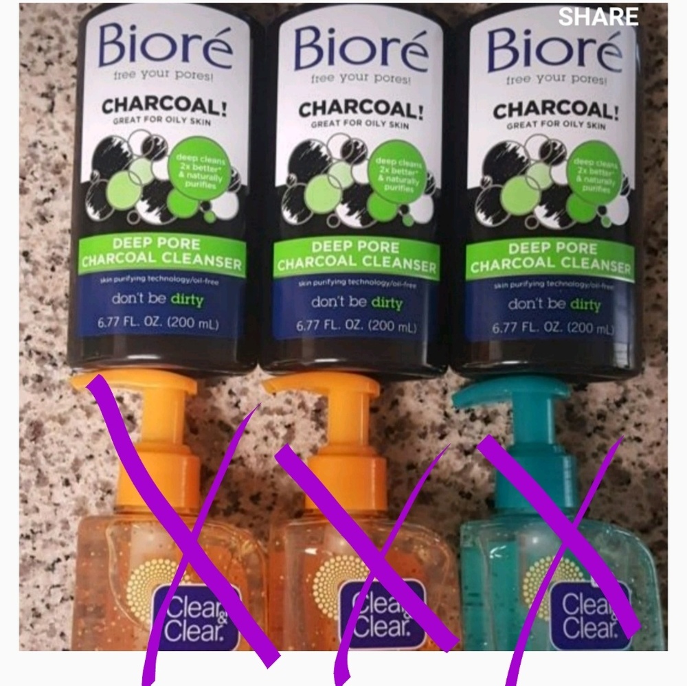3 charcoal biore face wash bundl
